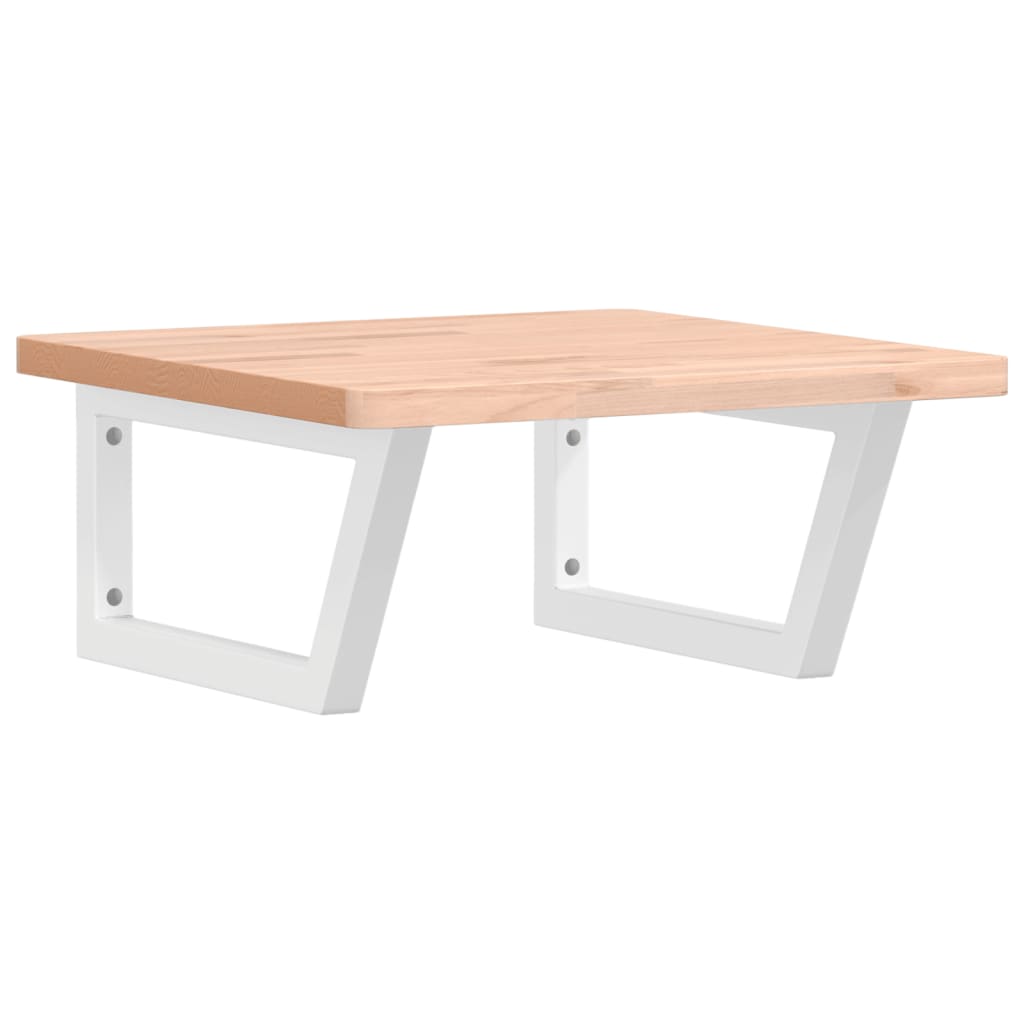 Waschbeckenregal Wandmontage Stahl und Massivholz Buche