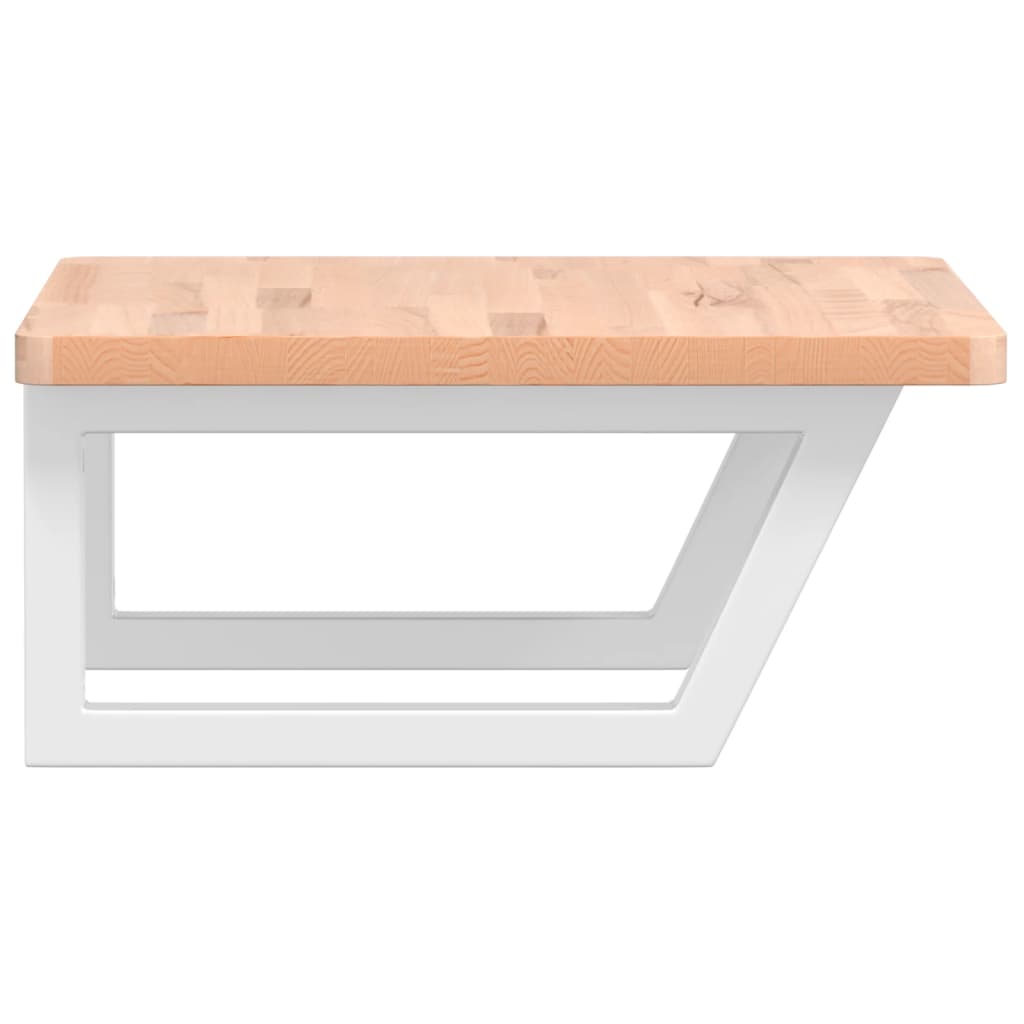 Waschbeckenregal Wandmontage Stahl und Massivholz Buche