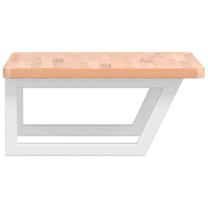 Waschbeckenregal Wandmontage Stahl und Massivholz Buche