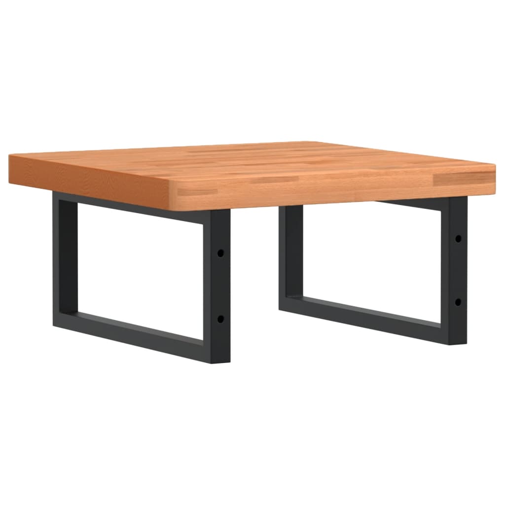 Waschbeckenregal Wandmontage Stahl und Massivholz Buche