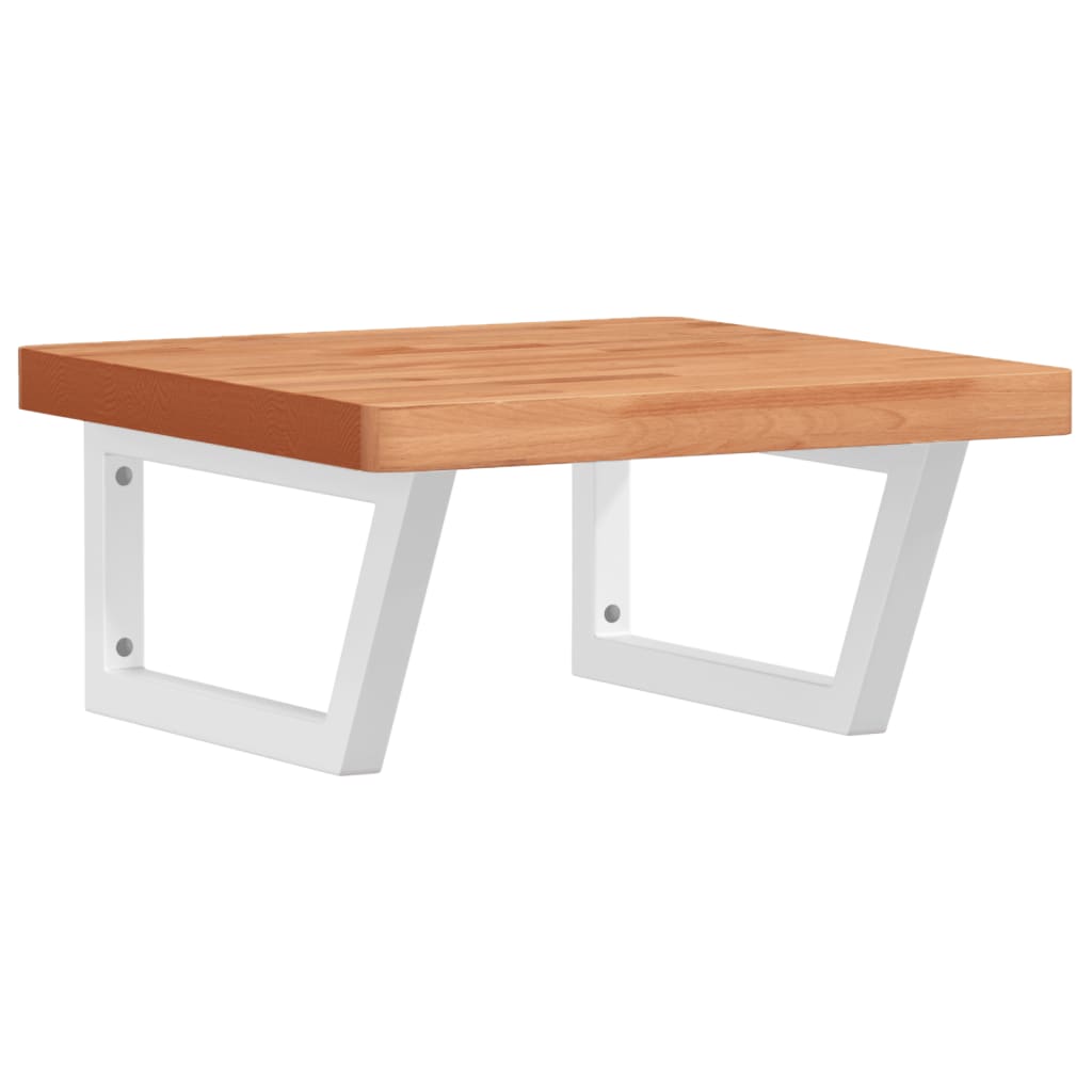 Waschbeckenregal Wandmontage Stahl und Massivholz Buche