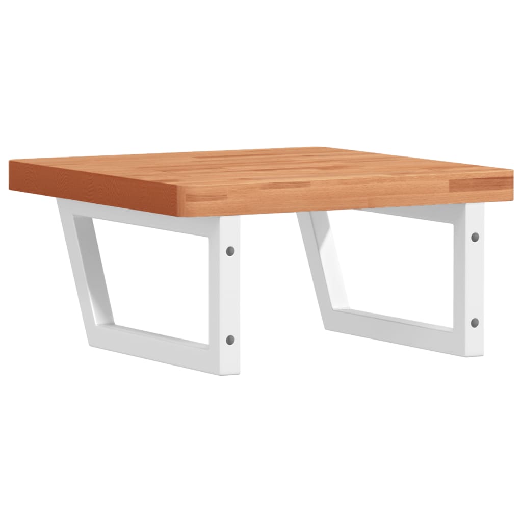 Waschbeckenregal Wandmontage Stahl und Massivholz Buche