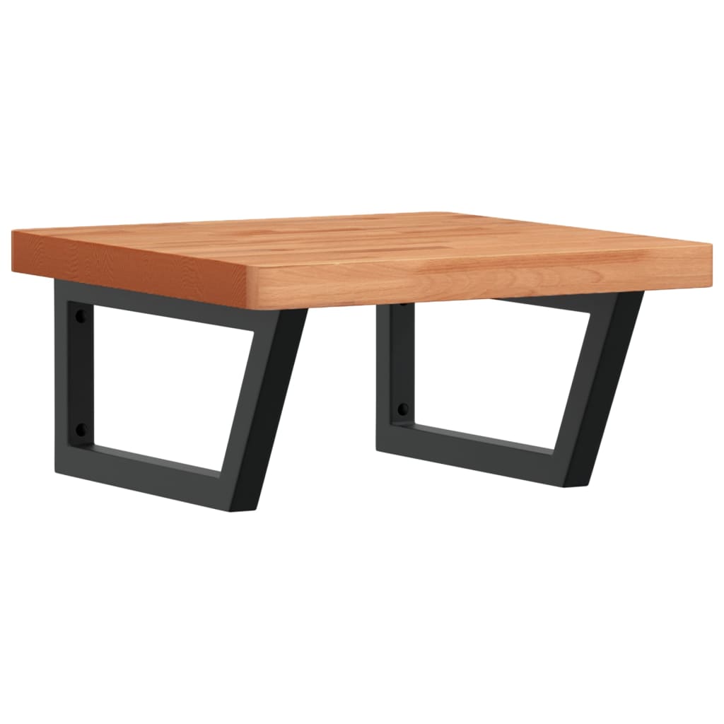 Waschbeckenregal Wandmontage Stahl und Massivholz Buche