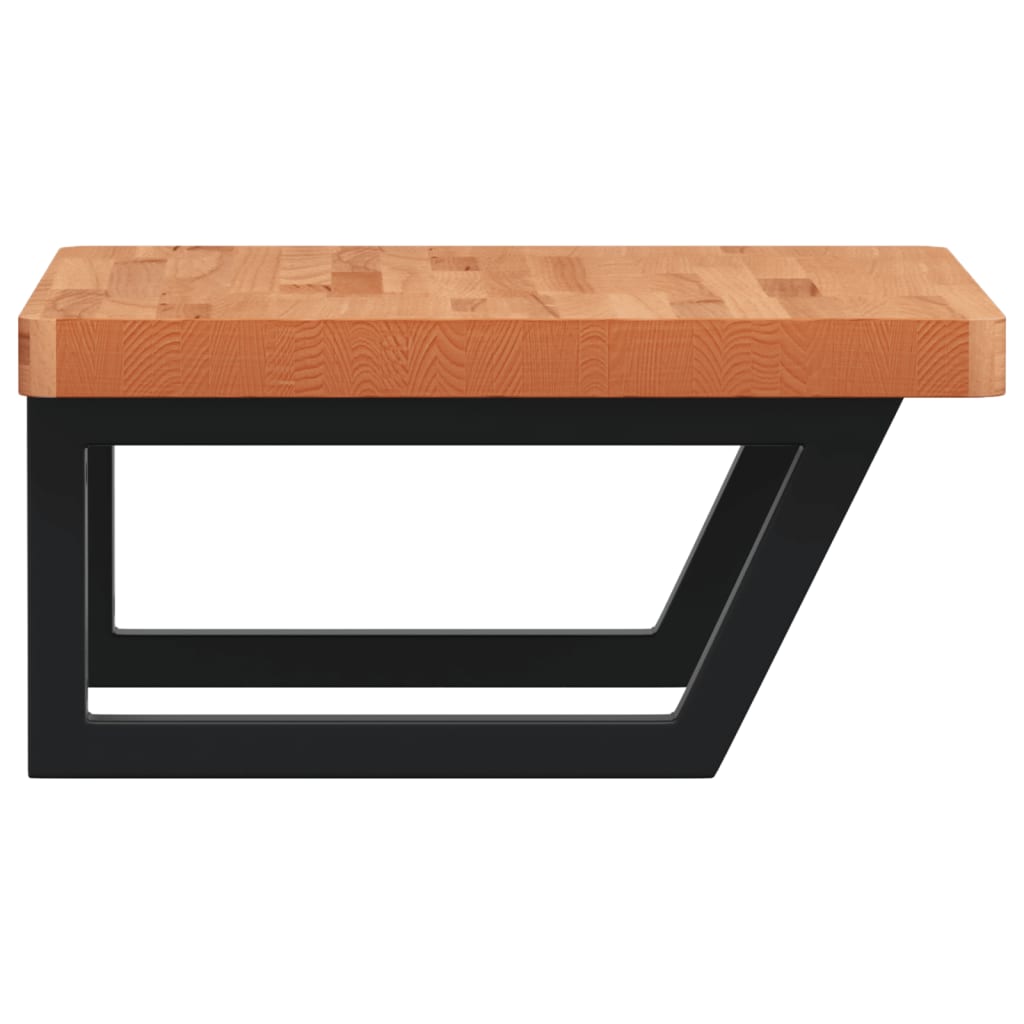 Waschbeckenregal Wandmontage Stahl und Massivholz Buche