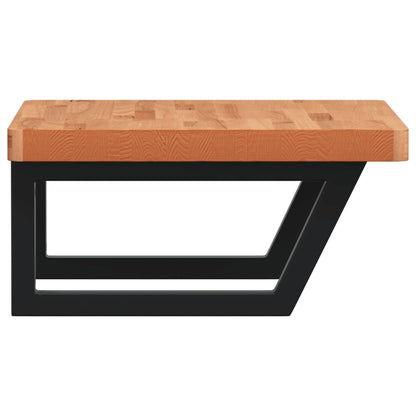 Waschbeckenregal Wandmontage Stahl und Massivholz Buche