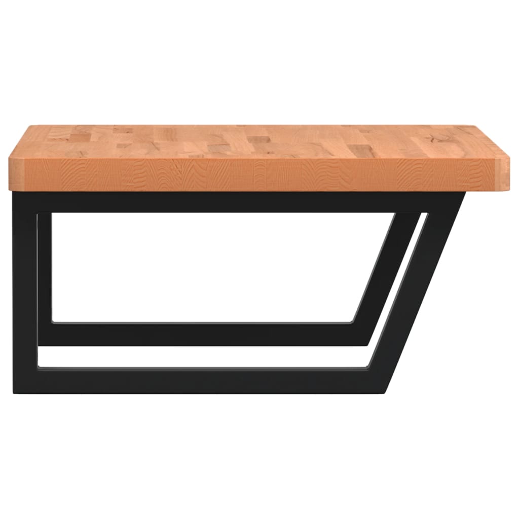 Waschbeckenregal Wandmontage Stahl und Massivholz Buche