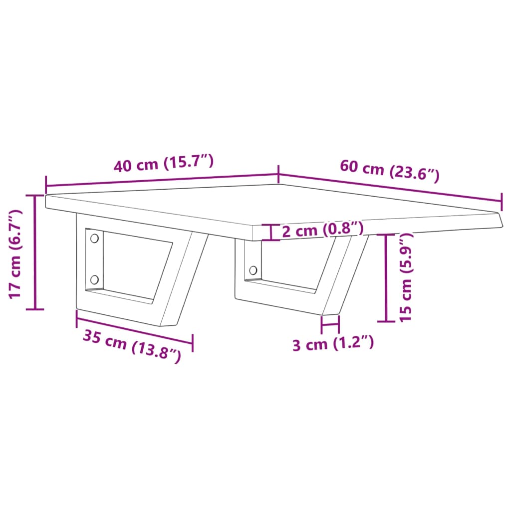 Waschtischplatte mit Halterung Stahl und Massivholz Eiche