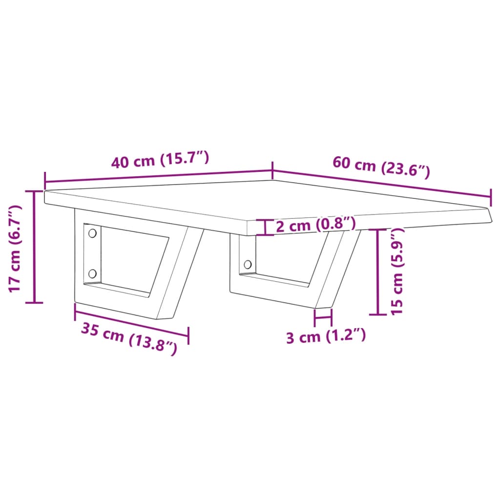 Waschtischplatte mit Halterung Stahl und Massivholz Eiche