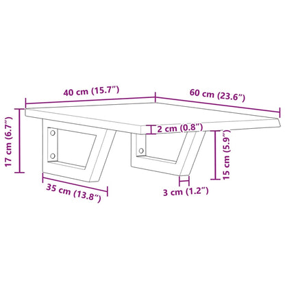 Waschtischplatte mit Halterung Stahl und Massivholz Eiche