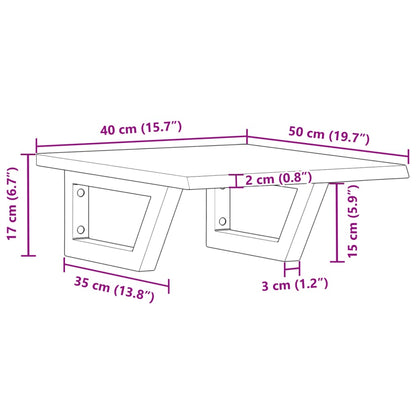 Waschtischplatte mit Halterung Stahl und Massivholz Eiche