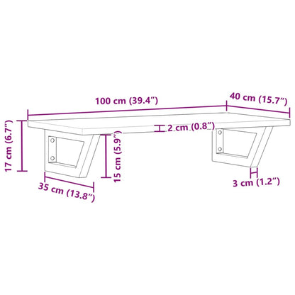 Waschbeckenregal Wandmontage Stahl und Akazienholz
