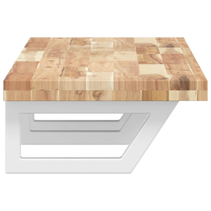 Waschbeckenregal Wandmontage Stahl und Akazienholz