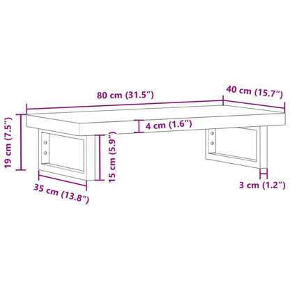 Waschbeckenregal Wandmontage Stahl und Akazienholz