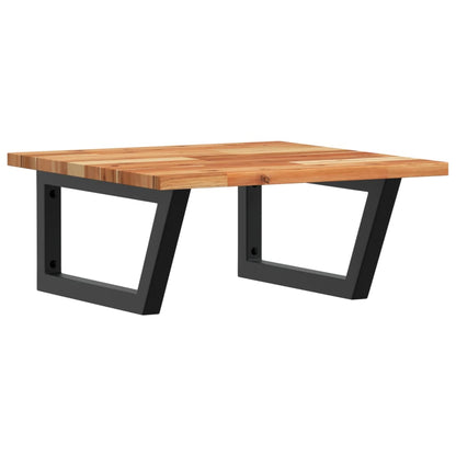 Waschbeckenregal Wandmontage Stahl und Akazienholz