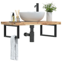 Waschbeckenregal Wandmontage Stahl und Akazienholz