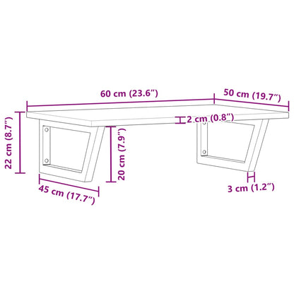 Waschbeckenregal Wandmontage Stahl und Akazienholz