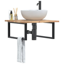 Waschbeckenregal Wandmontage Stahl und Akazienholz