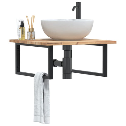 Waschbeckenregal Wandmontage Stahl und Akazienholz