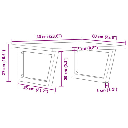 Waschbeckenregal Wandmontage Stahl und Akazienholz