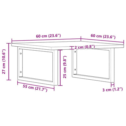 Waschbeckenregal Wandmontage Stahl und Akazienholz