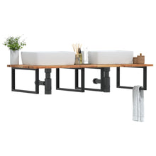 Waschbeckenregal Wandmontage Stahl und Akazienholz