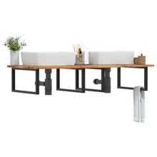 Waschbeckenregal Wandmontage Stahl und Akazienholz