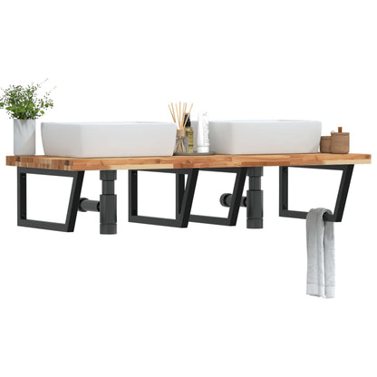 Waschbeckenregal Wandmontage Stahl und Akazienholz