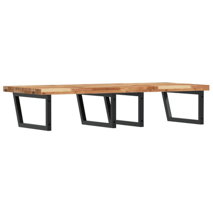 Waschbeckenregal Wandmontage Stahl und Akazienholz