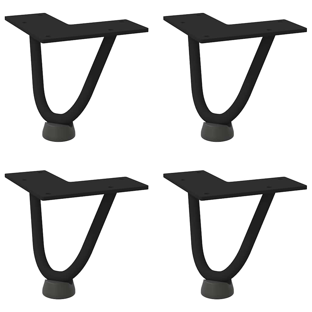 Haarnadelbeine für Couchtisch 4 Stk. Schwarz 10 cm Massivstahl