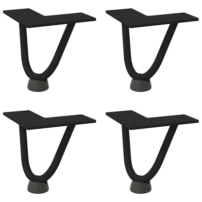 Haarnadelbeine für Couchtisch 4 Stk. Schwarz 10 cm Massivstahl