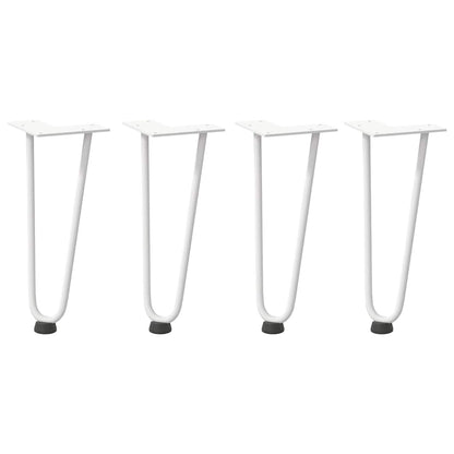 Haarnadelbeine für Couchtisch 4 Stk. Weiß 30 cm Massivstahl