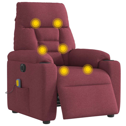 Massagesessel Elektrisch Weinrot Stoff