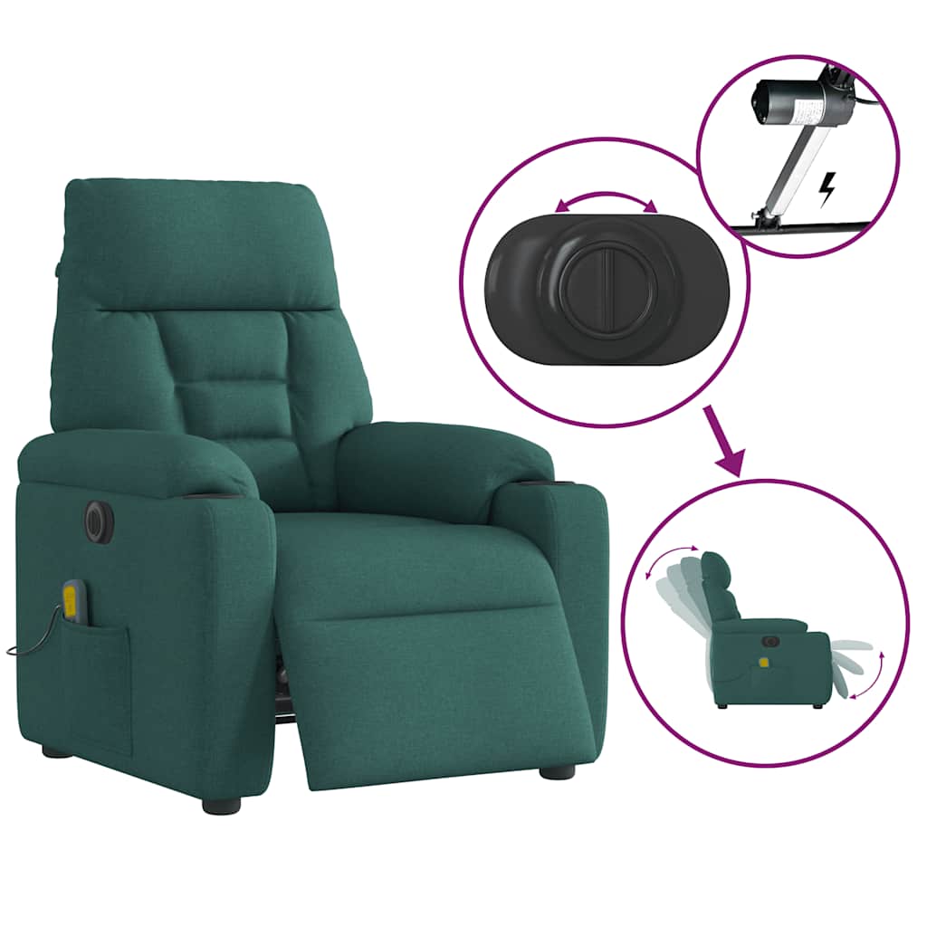 Massagesessel Elektrisch Dunkelgrün Stoff