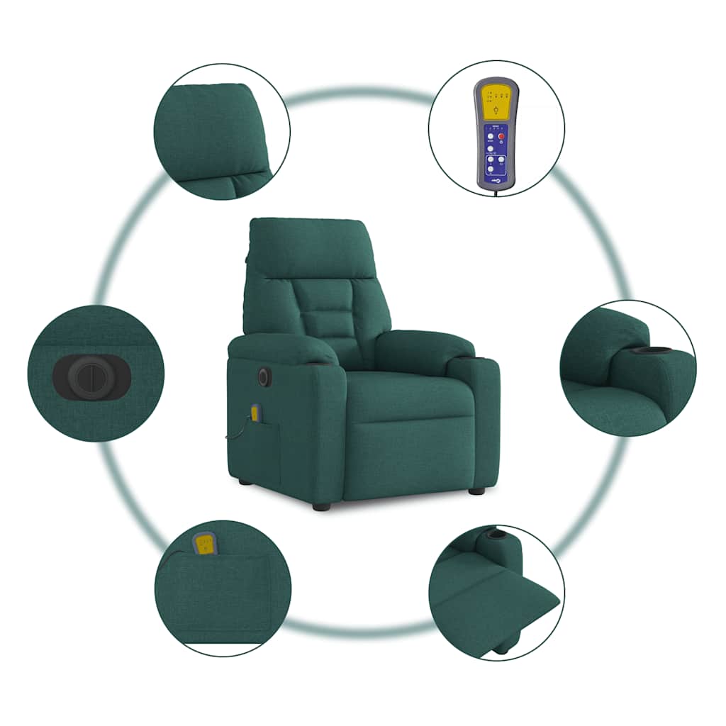 Massagesessel Elektrisch Dunkelgrün Stoff