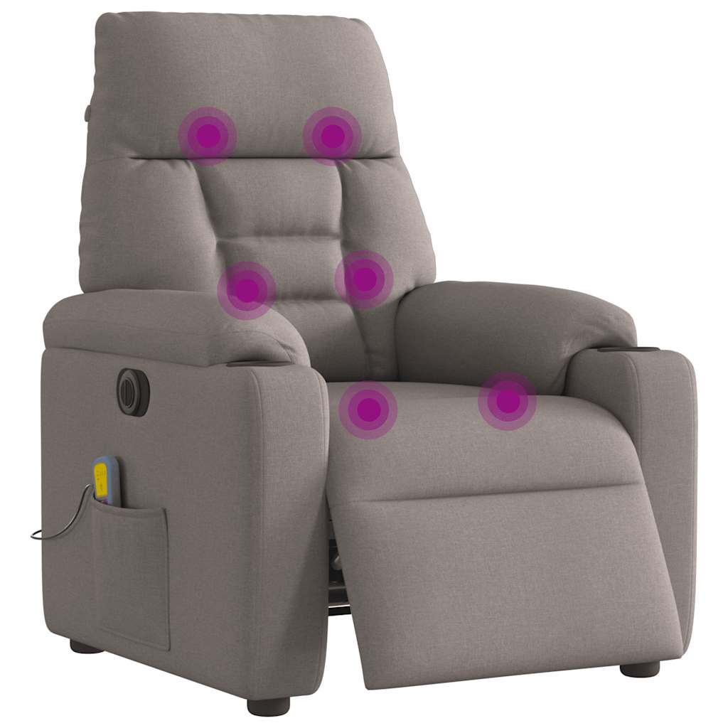 Massagesessel Elektrisch Taupe Stoff