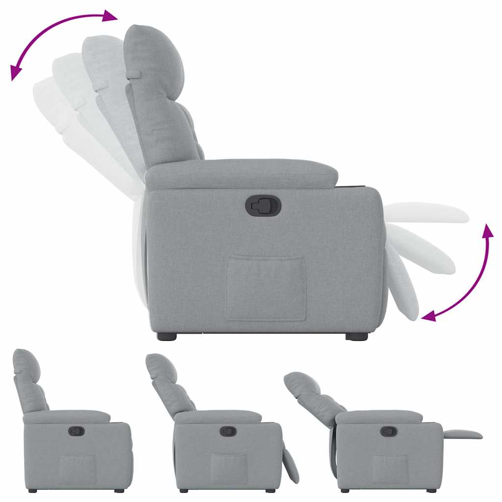 Relaxsessel mit Aufstehhilfe Hellgrau Stoff