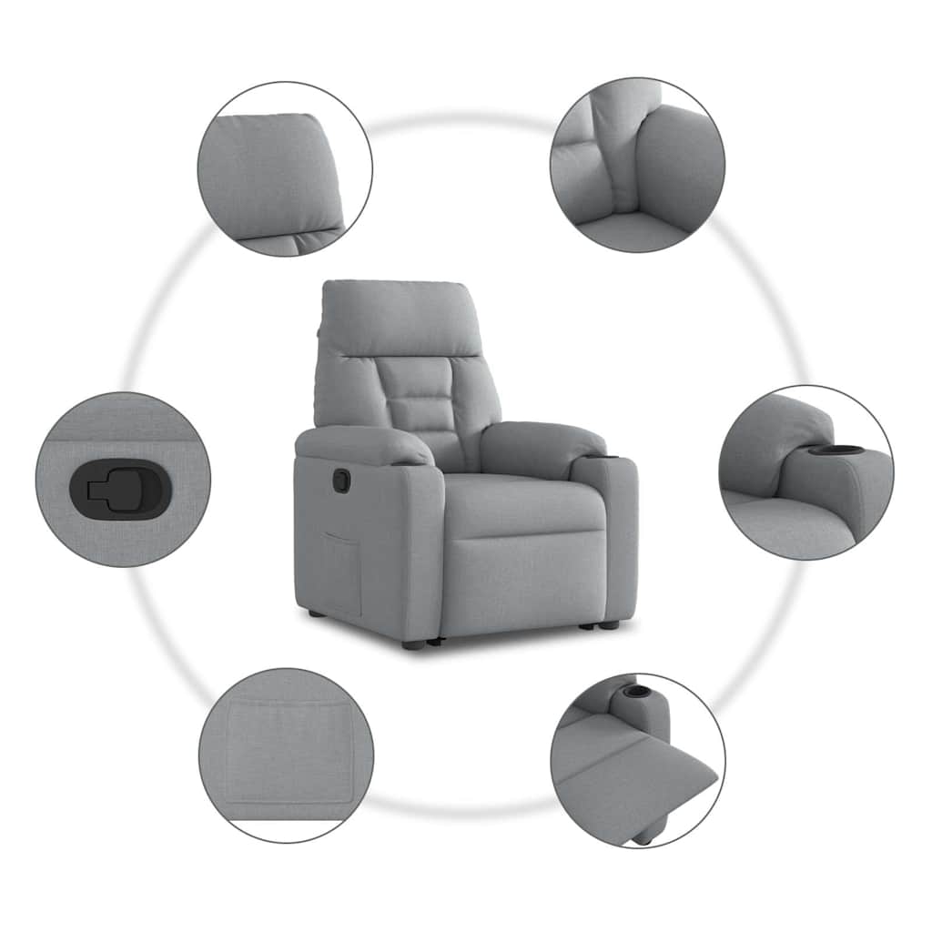 Relaxsessel mit Aufstehhilfe Hellgrau Stoff