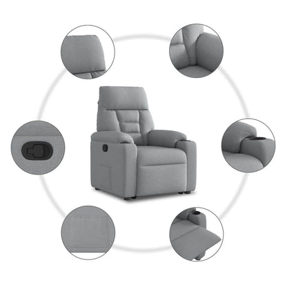 Relaxsessel mit Aufstehhilfe Hellgrau Stoff