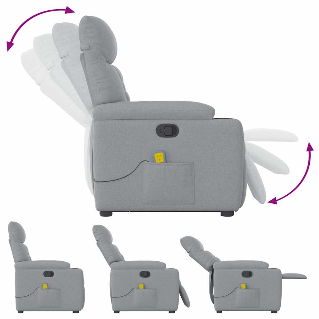 Massagesessel mit Aufstehhilfe Hellgrau Stoff