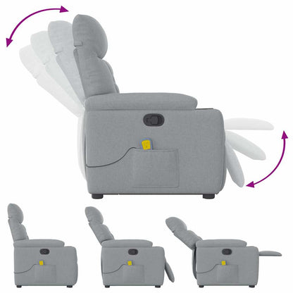 Massagesessel mit Aufstehhilfe Hellgrau Stoff