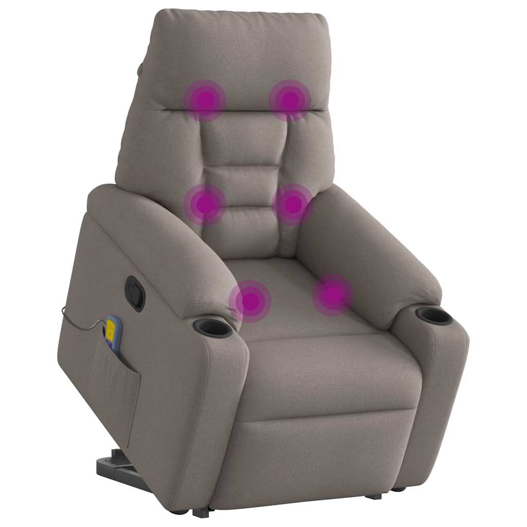 Massagesessel mit Aufstehhilfe Taupe Stoff