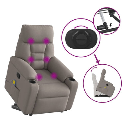 Massagesessel mit Aufstehhilfe Taupe Stoff