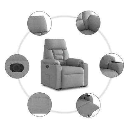 Relaxsessel mit Aufstehhilfe Elektrisch Hellgrau Stoff