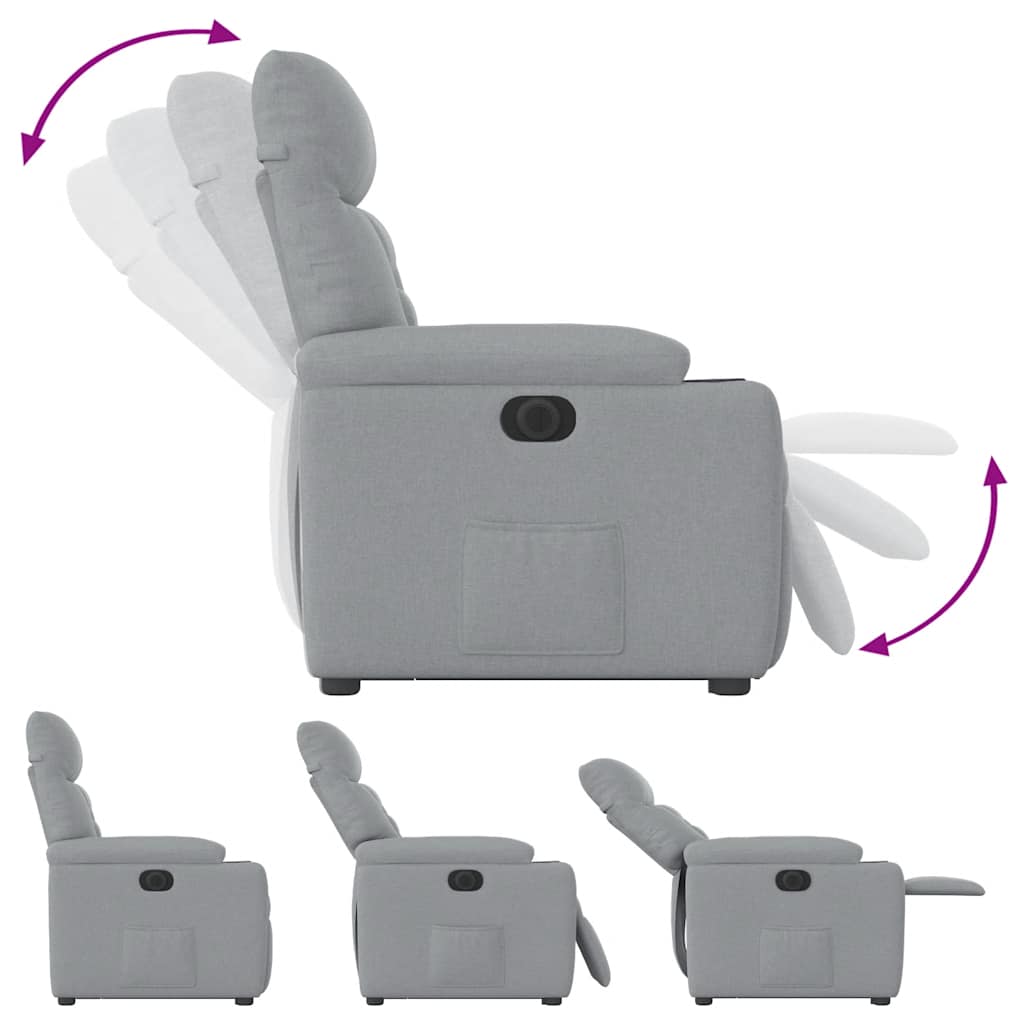 Relaxsessel mit Aufstehhilfe Elektrisch Hellgrau Stoff