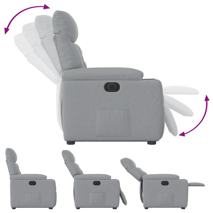 Relaxsessel mit Aufstehhilfe Elektrisch Hellgrau Stoff