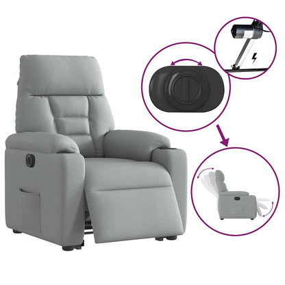 Relaxsessel mit Aufstehhilfe Elektrisch Hellgrau Stoff