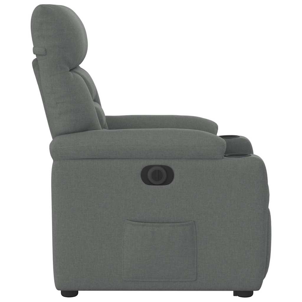 Relaxsessel mit Aufstehhilfe Elektrisch Dunkelgrau Stoff