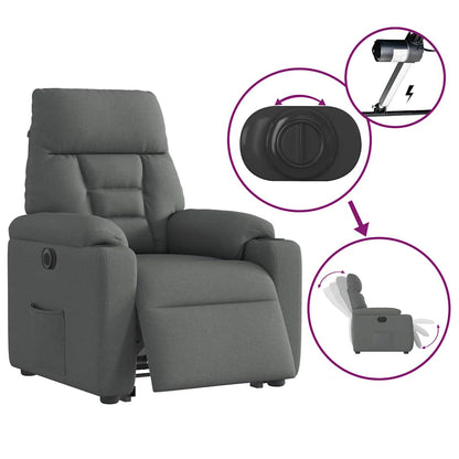Relaxsessel mit Aufstehhilfe Elektrisch Dunkelgrau Stoff