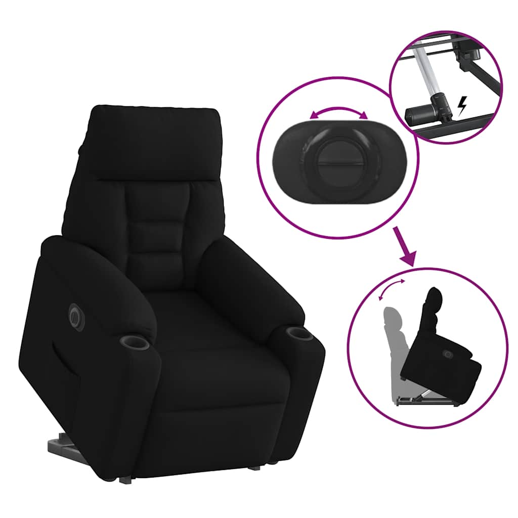 Relaxsessel mit Aufstehhilfe Elektrisch Schwarz Stoff