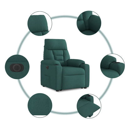 Relaxsessel mit Aufstehhilfe Elektrisch Dunkelgrün Stoff